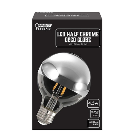 Cling 40 watt Decorative 350 Lumen Half Chrome G25 Filament LED Bulb, Soft White CL3328298